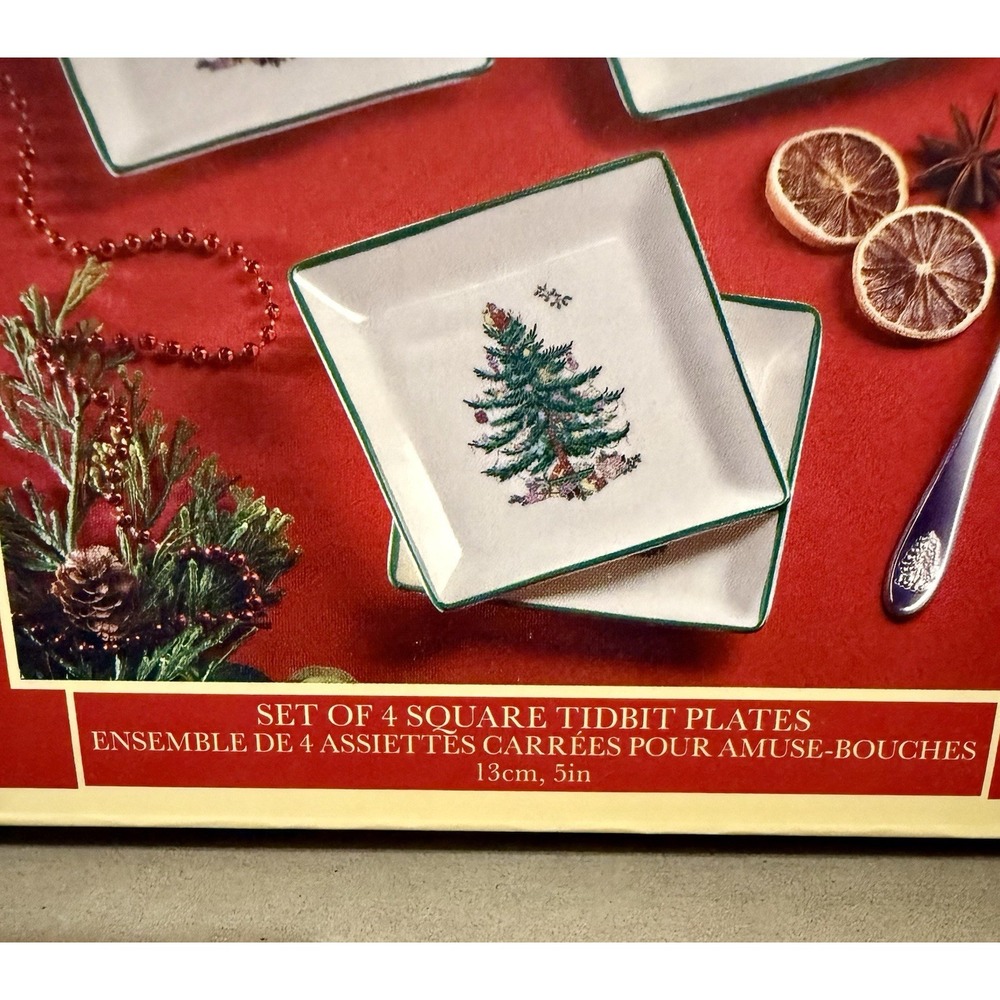 Spode Christmas Tree Collection Tidbit Square Plates, 5" Set of 4 - Picture 5 of 9